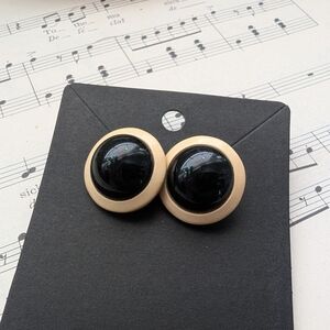 Vintage Black and Gold Stud Earrings